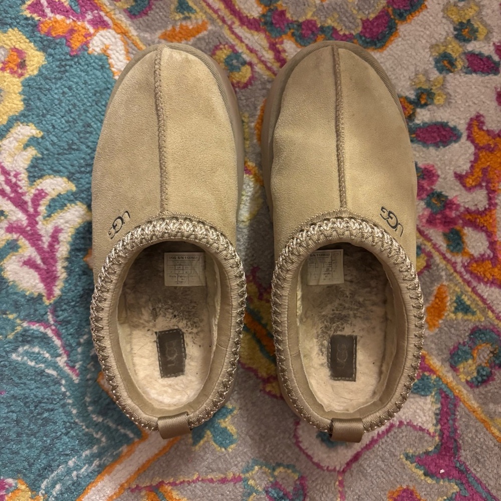 Ugg Tazz Platform Tasman Braid Slippers Clogs Sand Beige Fur Woman’s - Picture 3 of 4
